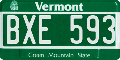 VT license plate BXE593