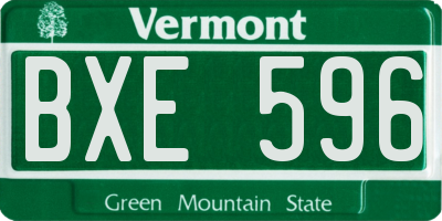 VT license plate BXE596