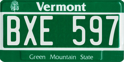 VT license plate BXE597