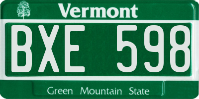 VT license plate BXE598