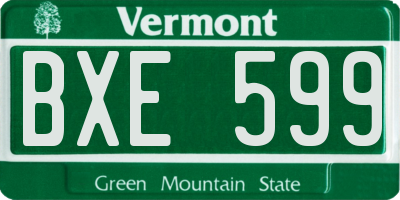 VT license plate BXE599