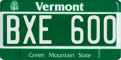 VT license plate BXE600