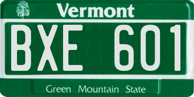 VT license plate BXE601