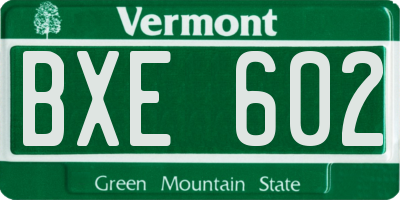 VT license plate BXE602