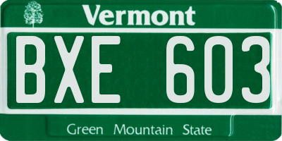 VT license plate BXE603