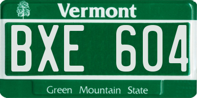 VT license plate BXE604