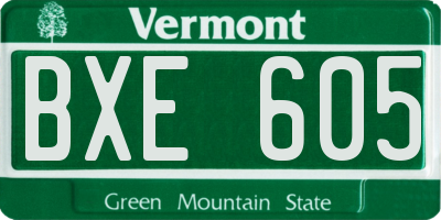 VT license plate BXE605