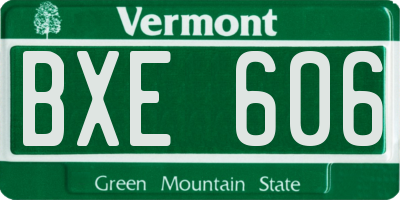 VT license plate BXE606