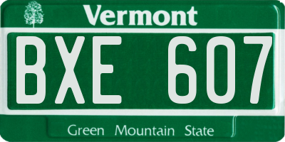 VT license plate BXE607