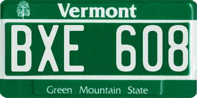VT license plate BXE608