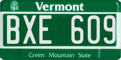 VT license plate BXE609