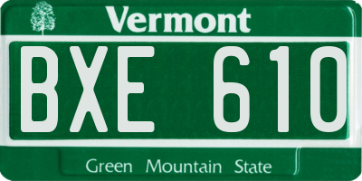 VT license plate BXE610