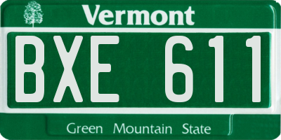 VT license plate BXE611