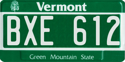 VT license plate BXE612