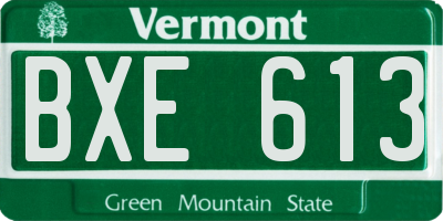VT license plate BXE613