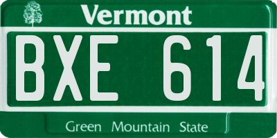 VT license plate BXE614