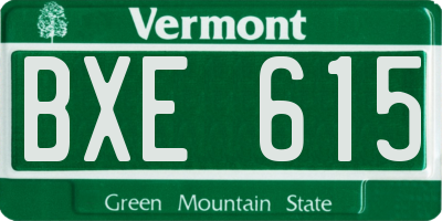 VT license plate BXE615