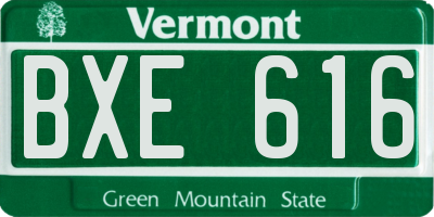 VT license plate BXE616
