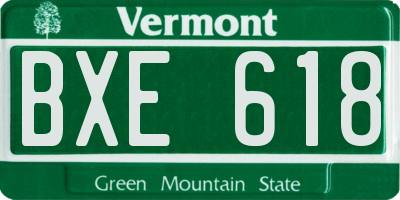 VT license plate BXE618