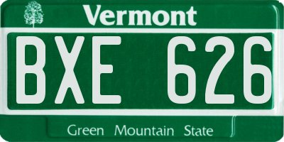 VT license plate BXE626