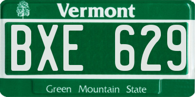 VT license plate BXE629