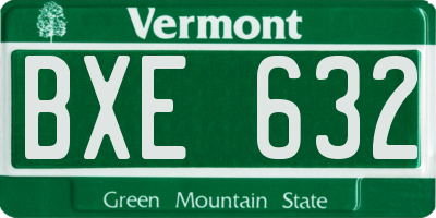 VT license plate BXE632