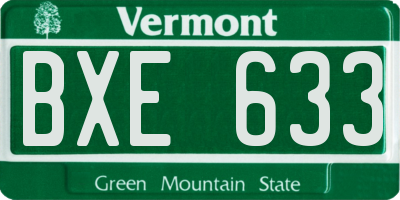 VT license plate BXE633