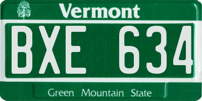 VT license plate BXE634