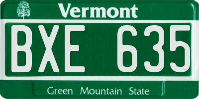 VT license plate BXE635