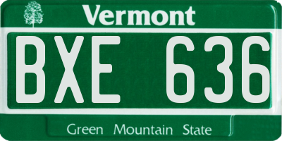 VT license plate BXE636