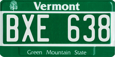 VT license plate BXE638