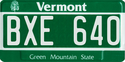 VT license plate BXE640