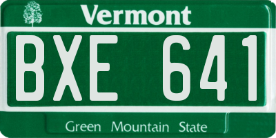 VT license plate BXE641