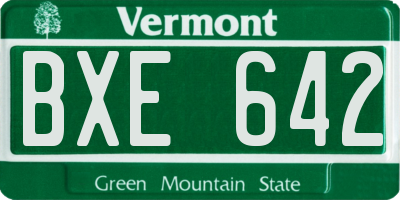 VT license plate BXE642