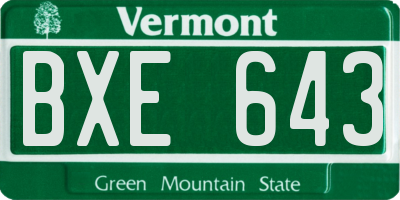 VT license plate BXE643