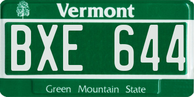 VT license plate BXE644