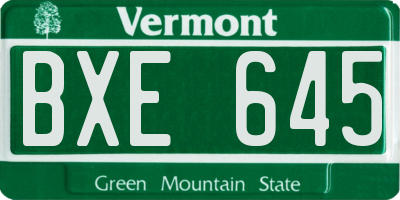 VT license plate BXE645