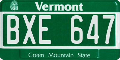 VT license plate BXE647
