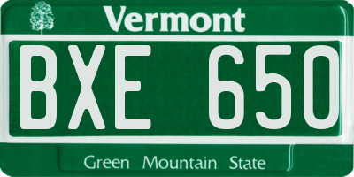 VT license plate BXE650