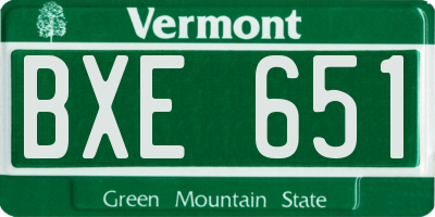 VT license plate BXE651