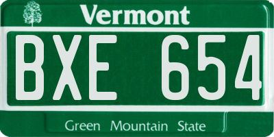 VT license plate BXE654