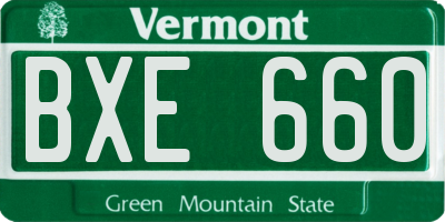 VT license plate BXE660