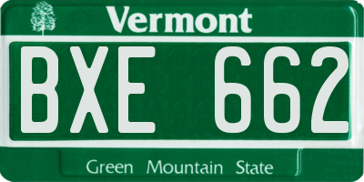 VT license plate BXE662