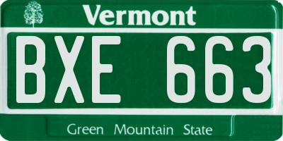 VT license plate BXE663