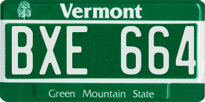 VT license plate BXE664