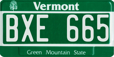 VT license plate BXE665