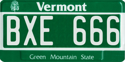 VT license plate BXE666