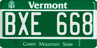 VT license plate BXE668