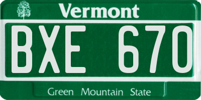 VT license plate BXE670