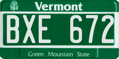 VT license plate BXE672